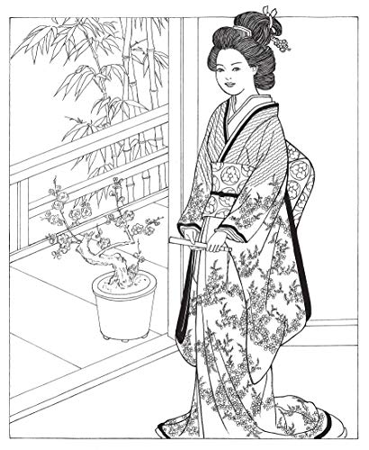 Creative Haven Japanese Kimono Designs Coloring Book: Relax & Unwind With 31 Stressrelieving Illustrations (Adult Coloring Book,Used