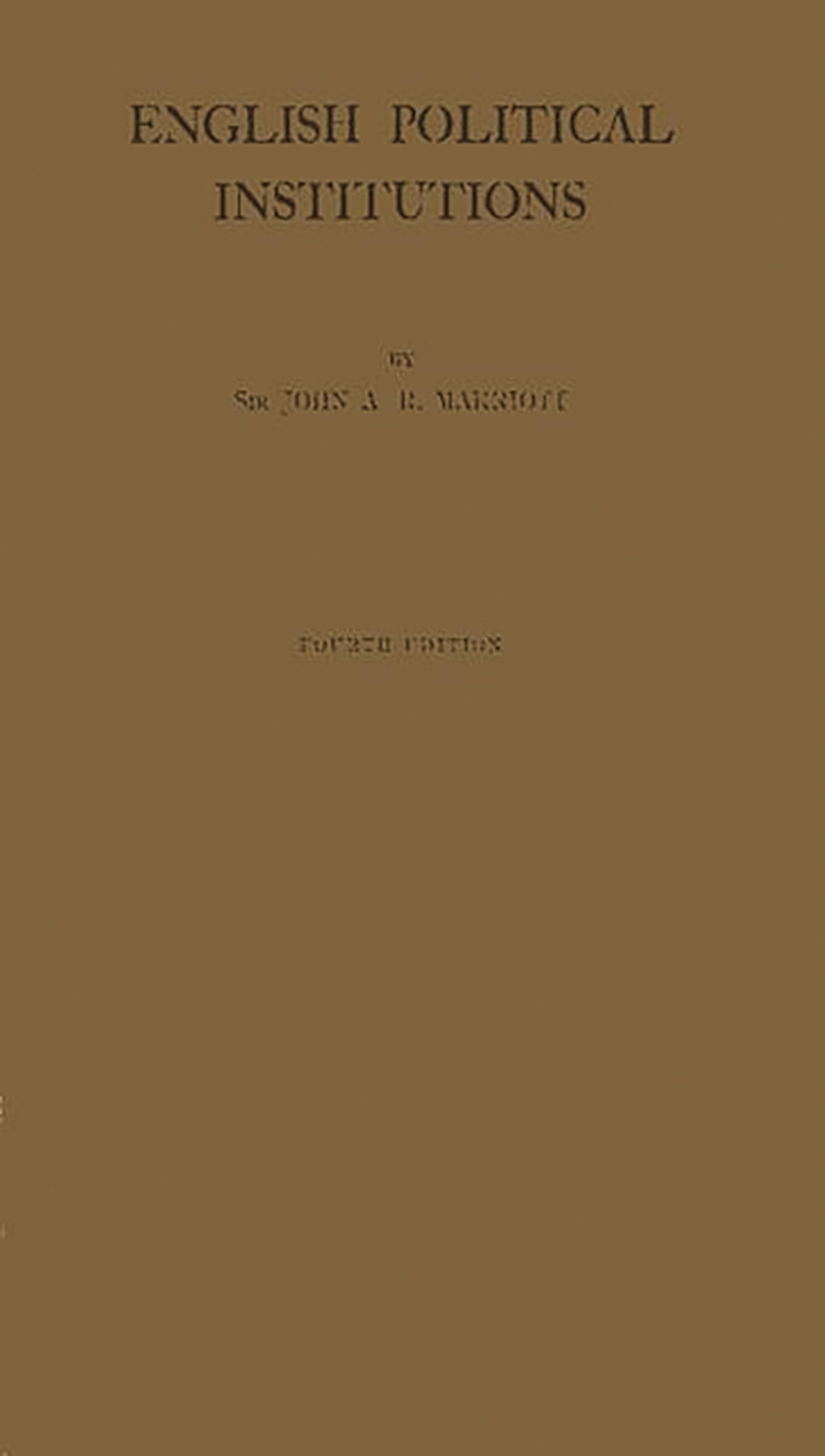 English Political Institutions: An Introductory Study,Used