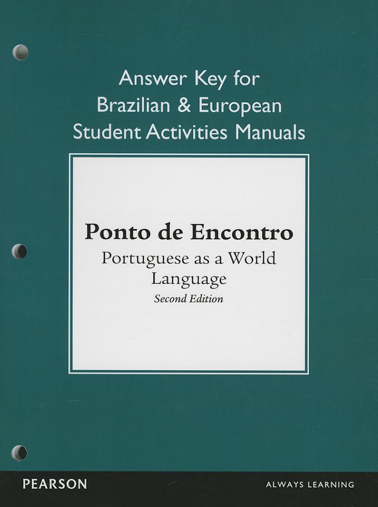 Brazilian And European Student Activities Manual Answer Key For Ponto De Encontro: Portuguese As A World Language,Used