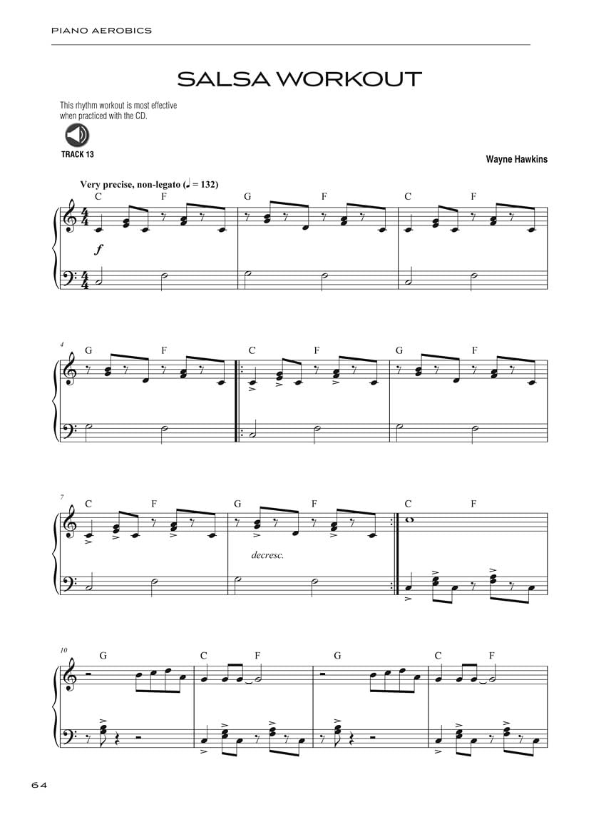 Piano Aerobics 40Week Workout for RealWorld Technique Jazz, Blues, Rock, and Classical Styles Improve Hand Independence, S,New