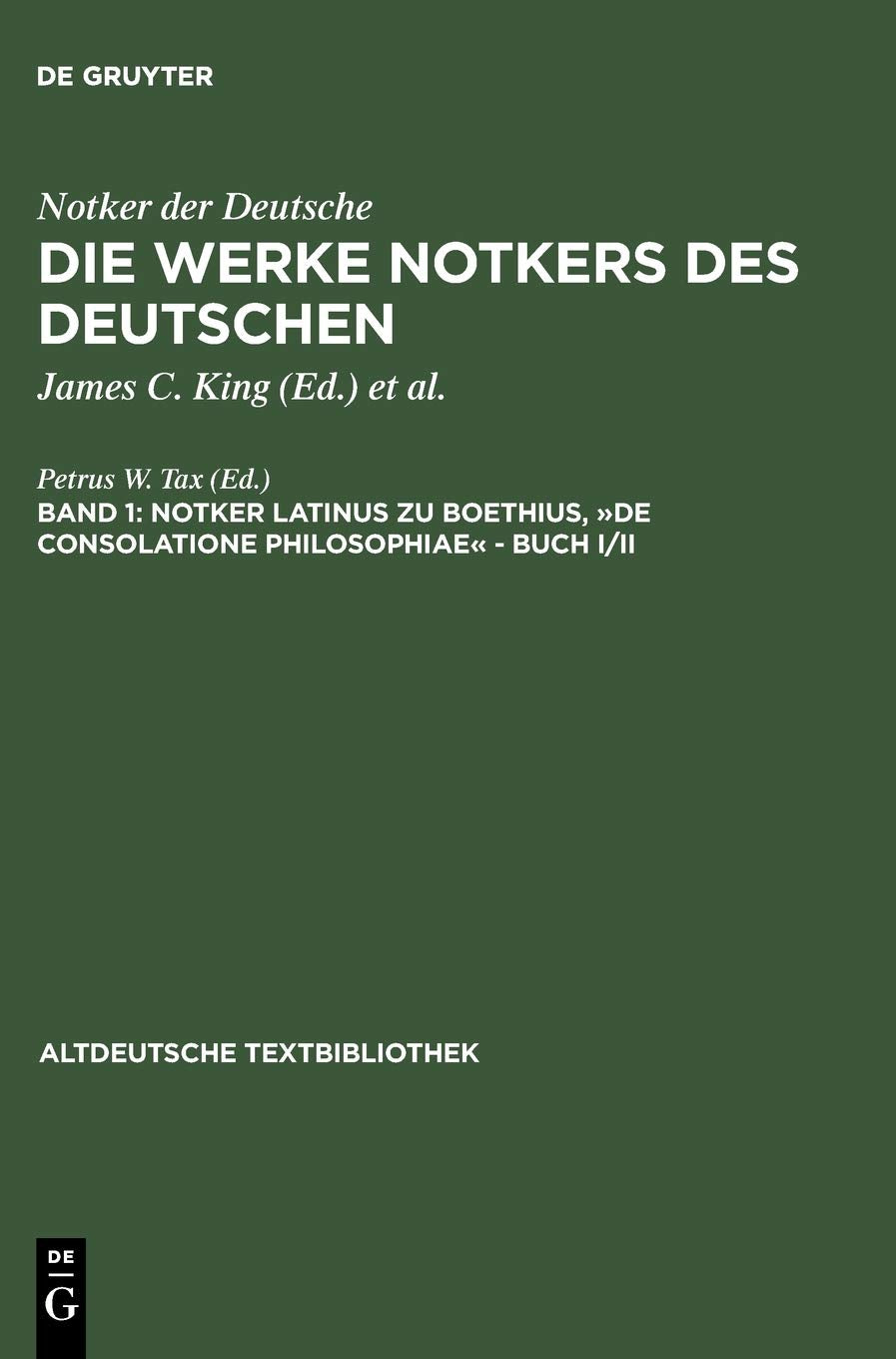 Boethius, De Consolatione Philosophiae  Buch I/Ii (Altdeutsche Textbibliothek, 94) (German Edition),Used