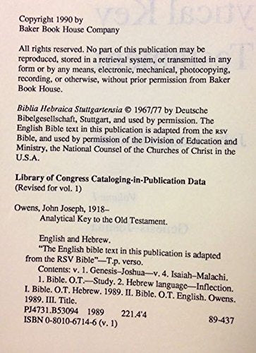 Analytical Key to the Old Testament (4 book Set),Used