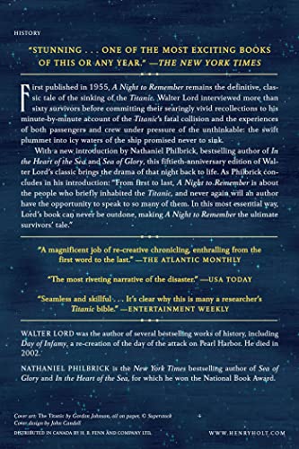 A Night to Remember: The Classic Account of the Final Hours of the Titanic (Holt Paperback),Used