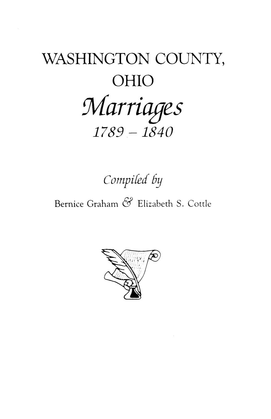 Washington County, Ohio Marriages, 17891840,Used