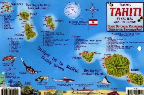 Tahiti & Society Islands Dive Map & Reef Creatures Guide Franko Maps Laminated Fish Card,New