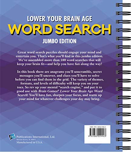 Brain Games  Lower Your Brain Age Word Search: Jumbo Edition,Used