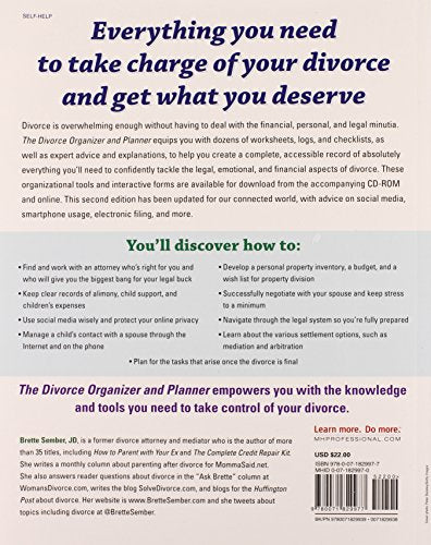 The Divorce Organizer and Planner with CDROM, 2nd Edition,Used