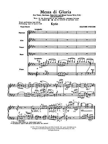 Messa Di Gloria: Satb (Orch. Acc.) (Belwin Edition) (Latin And English Edition),Used