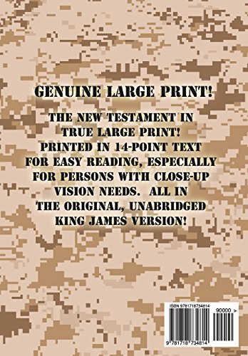 Large Print New Testament, 14point text, Desert Camo, KJV: Twocolumn format,Used