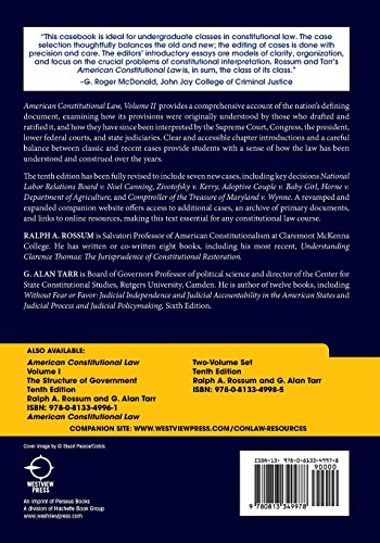 American Constitutional Law, Volume Ii: The Bill Of Rights And Subsequent Amendments,New