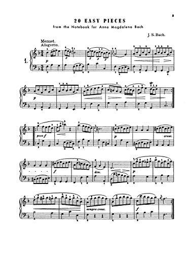 Twenty Easy Pieces from the Anna Magdalena Notenbuch (Kalmus Edition),Used