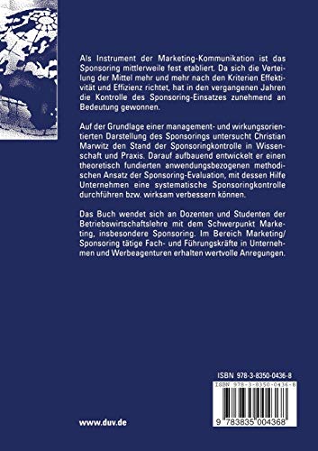 Kontrolle des Sponsorings: State of the Art und methodischer Evaluationsansatz (German Edition),Used
