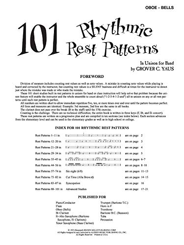 101 Rhythmic Rest Patterns: Oboe,Used