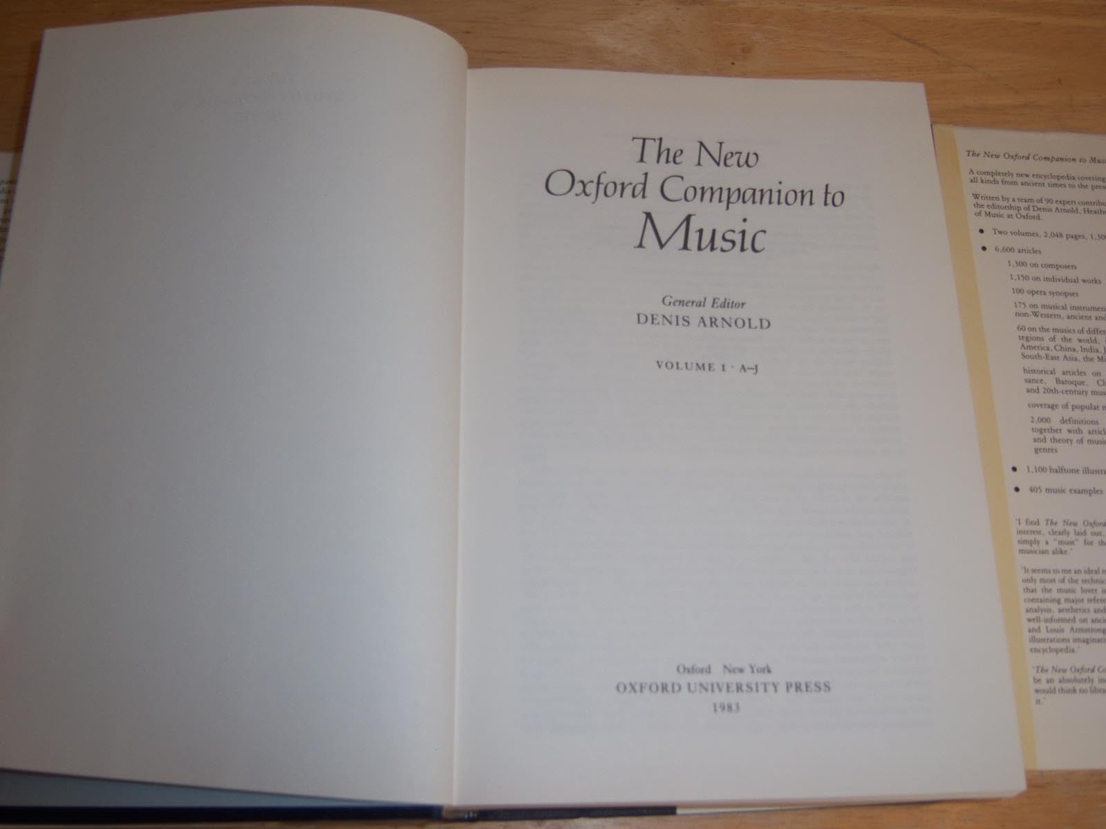 The New Oxford Companion to Music (2 Vols),Used
