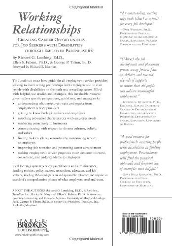 Working Relationships: Creating Career Opportunities for Job Seekers with Disabilities Through Employer Partnerships,New