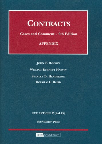 Appendix to Contracts, Cases and Comment (Selected Statutes),Used