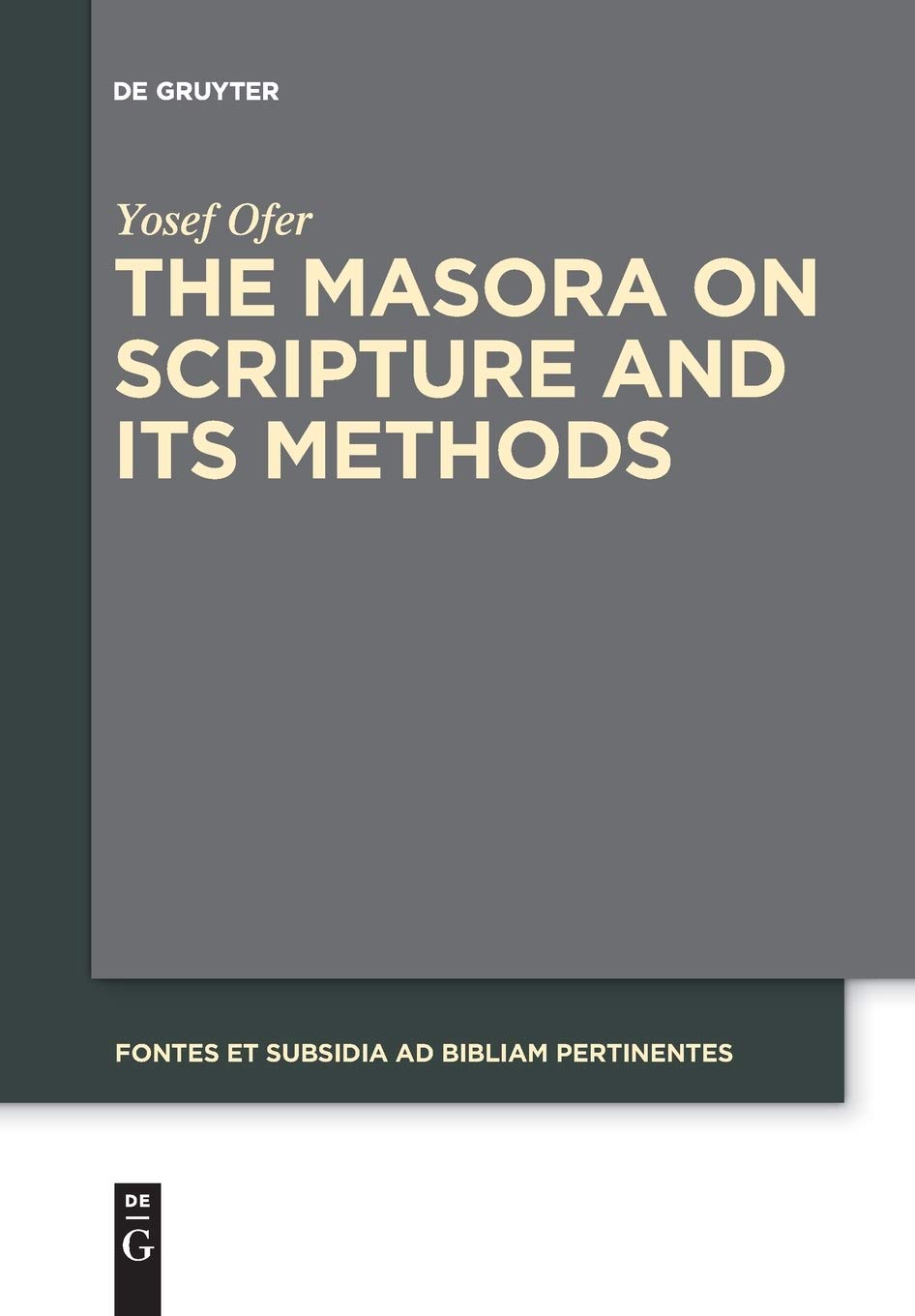 The Masora on Scripture and Its Methods (Issn, 7),Used