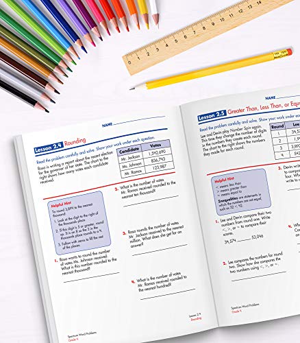 Spectrum Word Problems 4th Grade Math Workbooks, Geometry, Algebra Prep, Fractions, Decimals, Probability, Money, and More Mathe,New