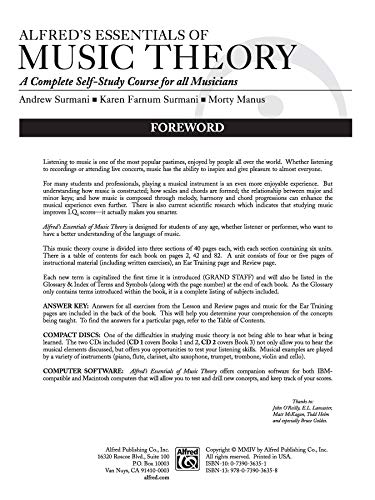 Alfred's Essentials of Music Theory: A Complete SelfStudy Course for All Musicians (Book & 2 CDs),Used