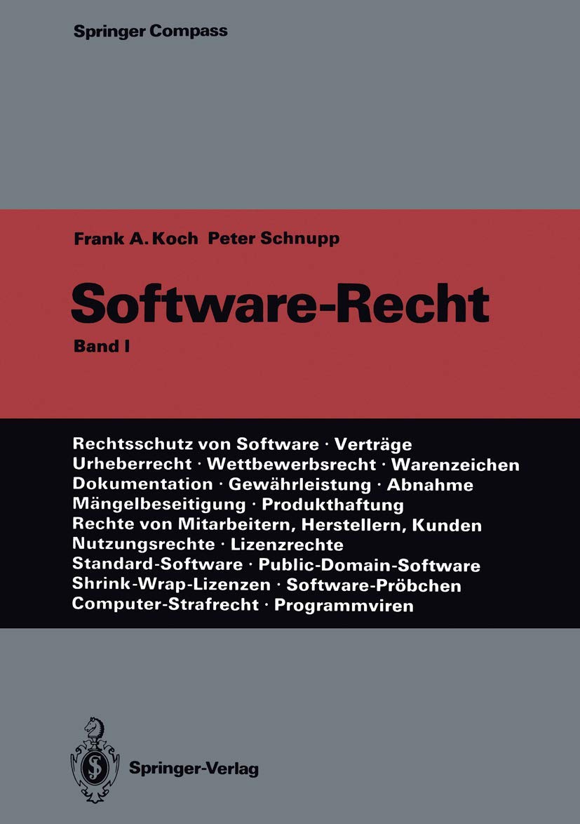 Softwarerecht: Band 1 (Springer Compass) (German Edition),Used