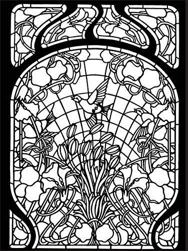 Art Nouveau Windows Stained Glass Coloring Book (Dover Design Stained Glass Coloring Book),Used