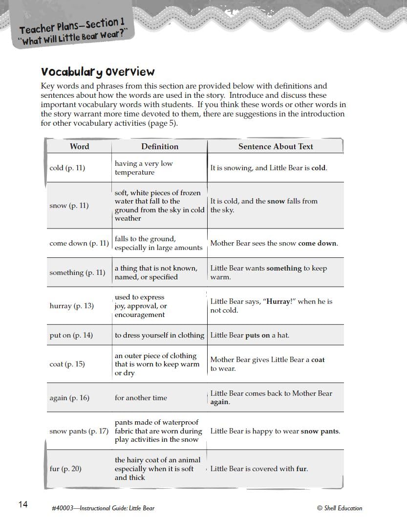 Little Bear: An Instructional Guide for Literature  Novel Study Guide for Elementary School Literature with Close Reading and W,Used