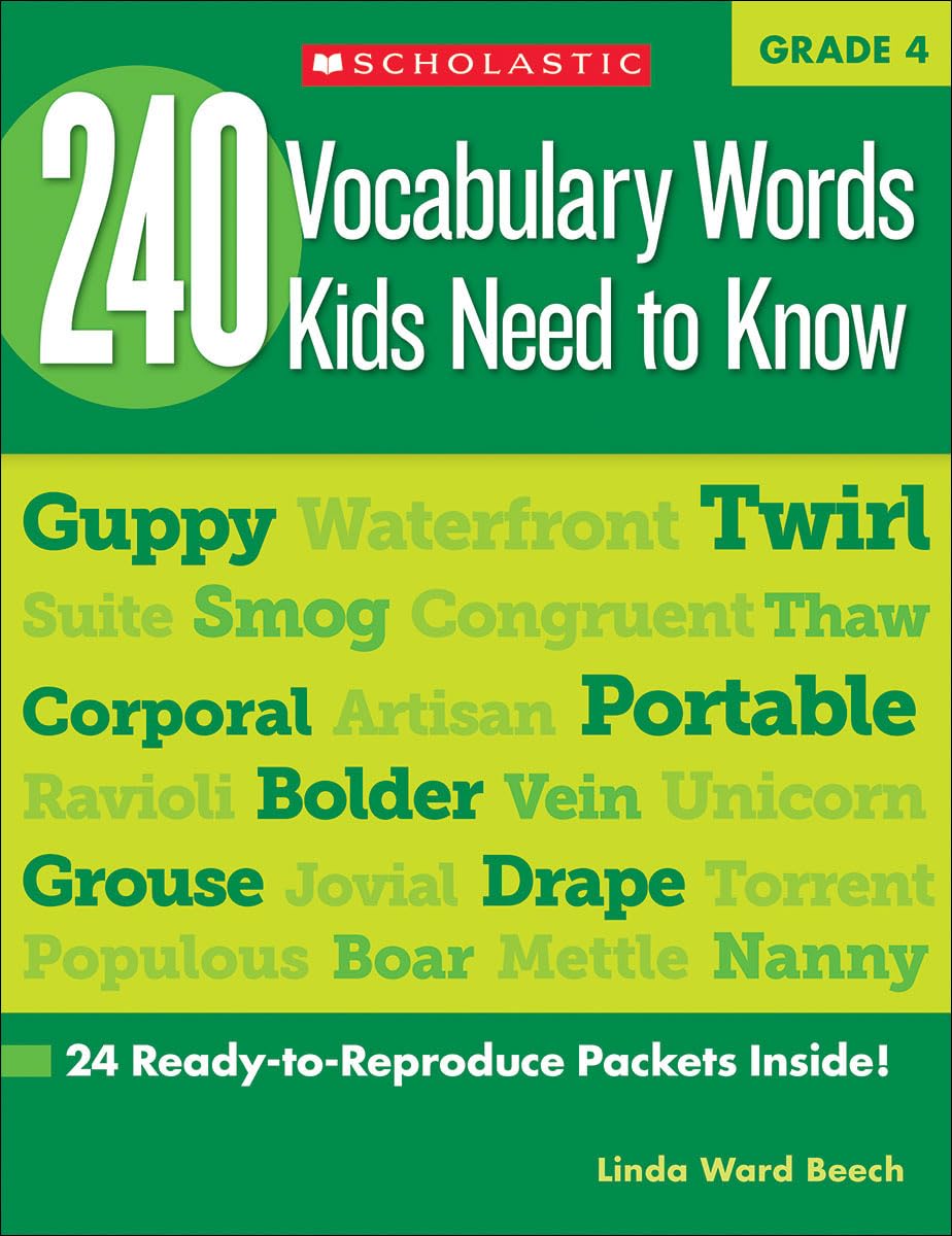 240 Vocabulary Words Kids Need To Know, Grade 4: 24 Readytoreproduce Packets That Make Vocabulary Building Fun & Effective,Used