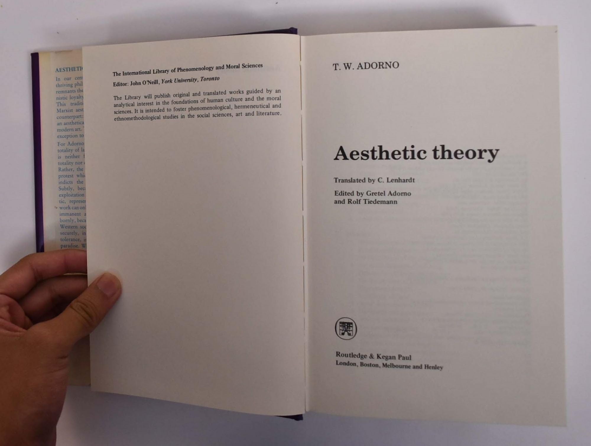 Aesthetic Theory (International Library of Phenomenology and Moral Sciences),Used