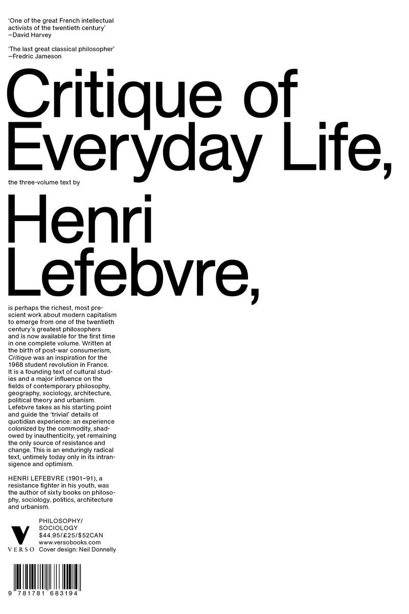Critique of Everyday Life: The ThreeVolume Text,Used