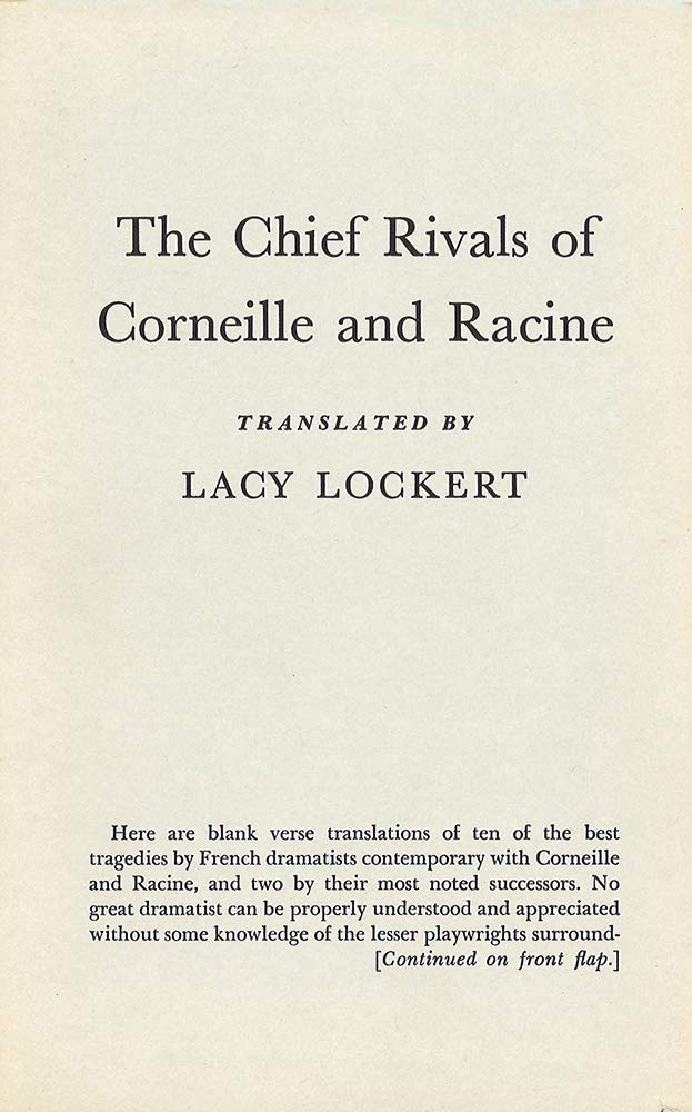 The Chief Rivals Of Corneille And Racine,Used