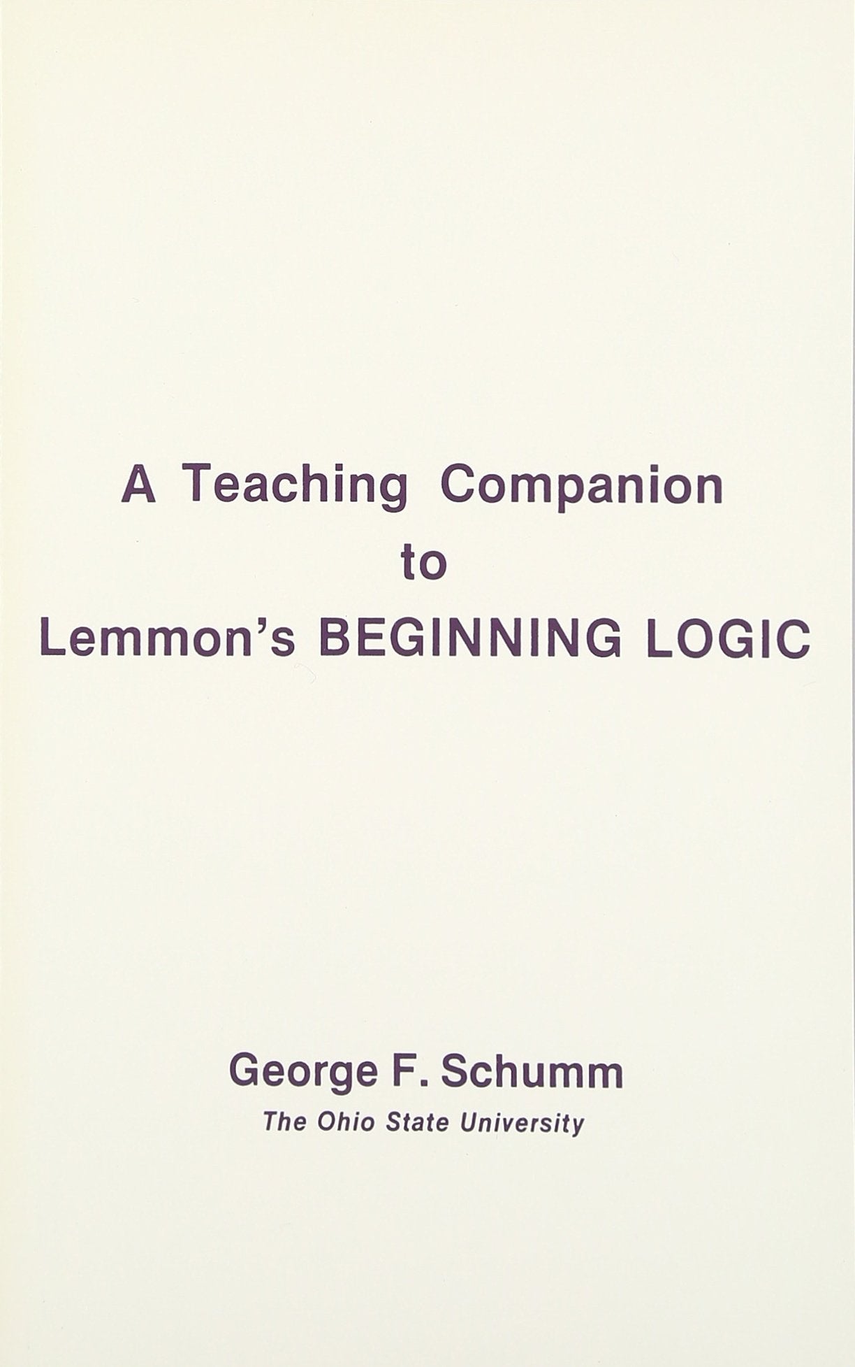 Companion To Lemmon's Beginning Logic,Used