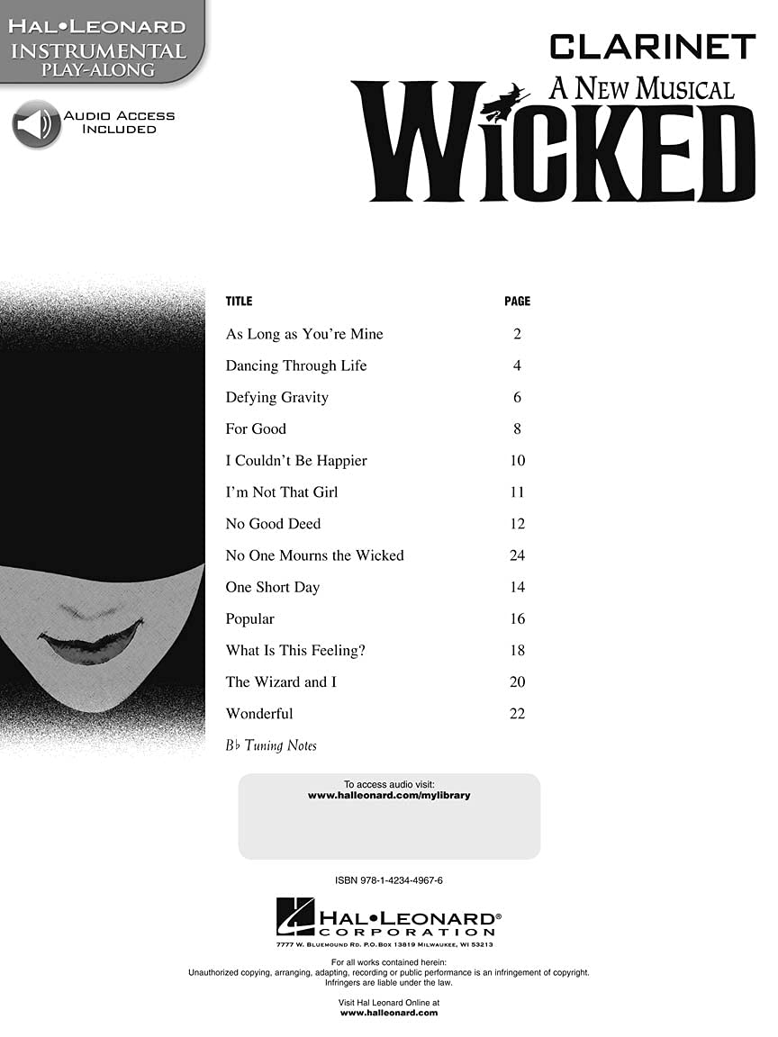 Wicked: Clarinet PlayAlong Pack (Instrumental Playalong),Used