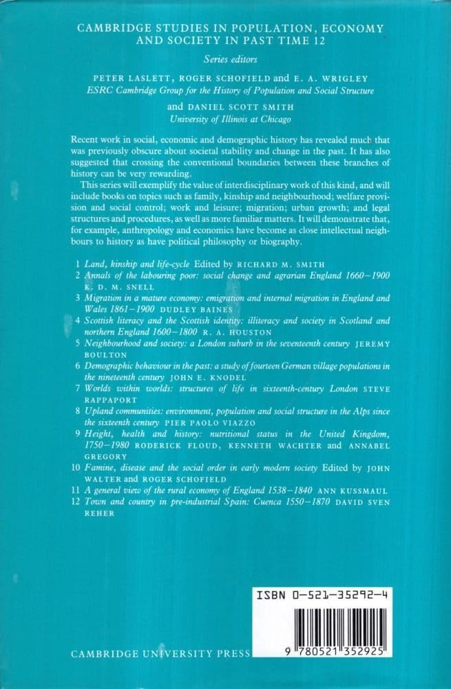 Town and Country in PreIndustrial Spain: Cuenca, 15401870 (Cambridge Studies in Population, Economy and Society in Past Time, ,Used