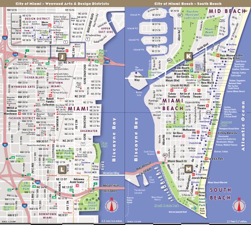StreetSmart Miami Map by VanDam: Miami Beach & Gold Coast Laminated pocket size City Street & Freeway Map to Miami and Dade Co,Used