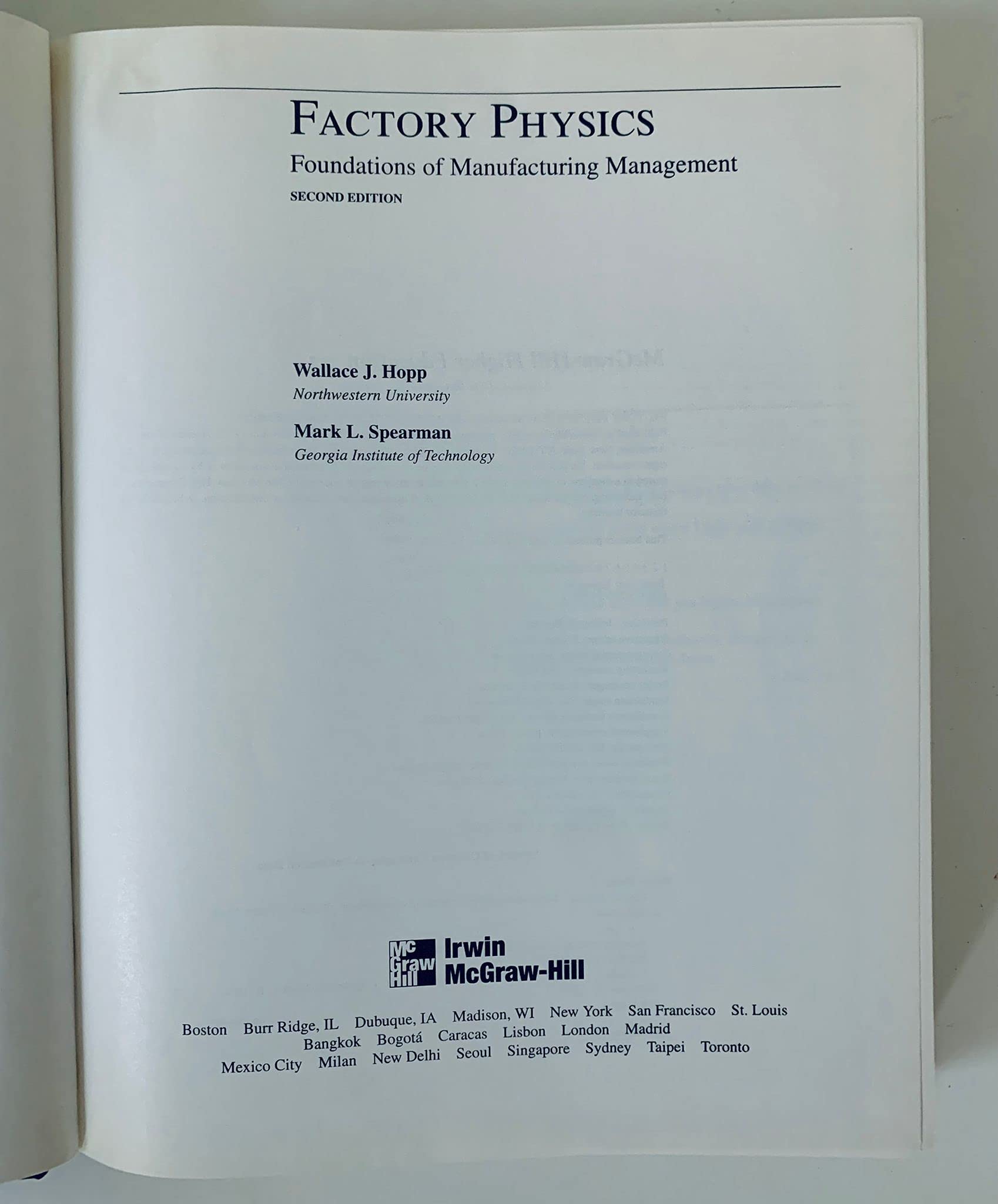 Factory Physics Second Edition,Used