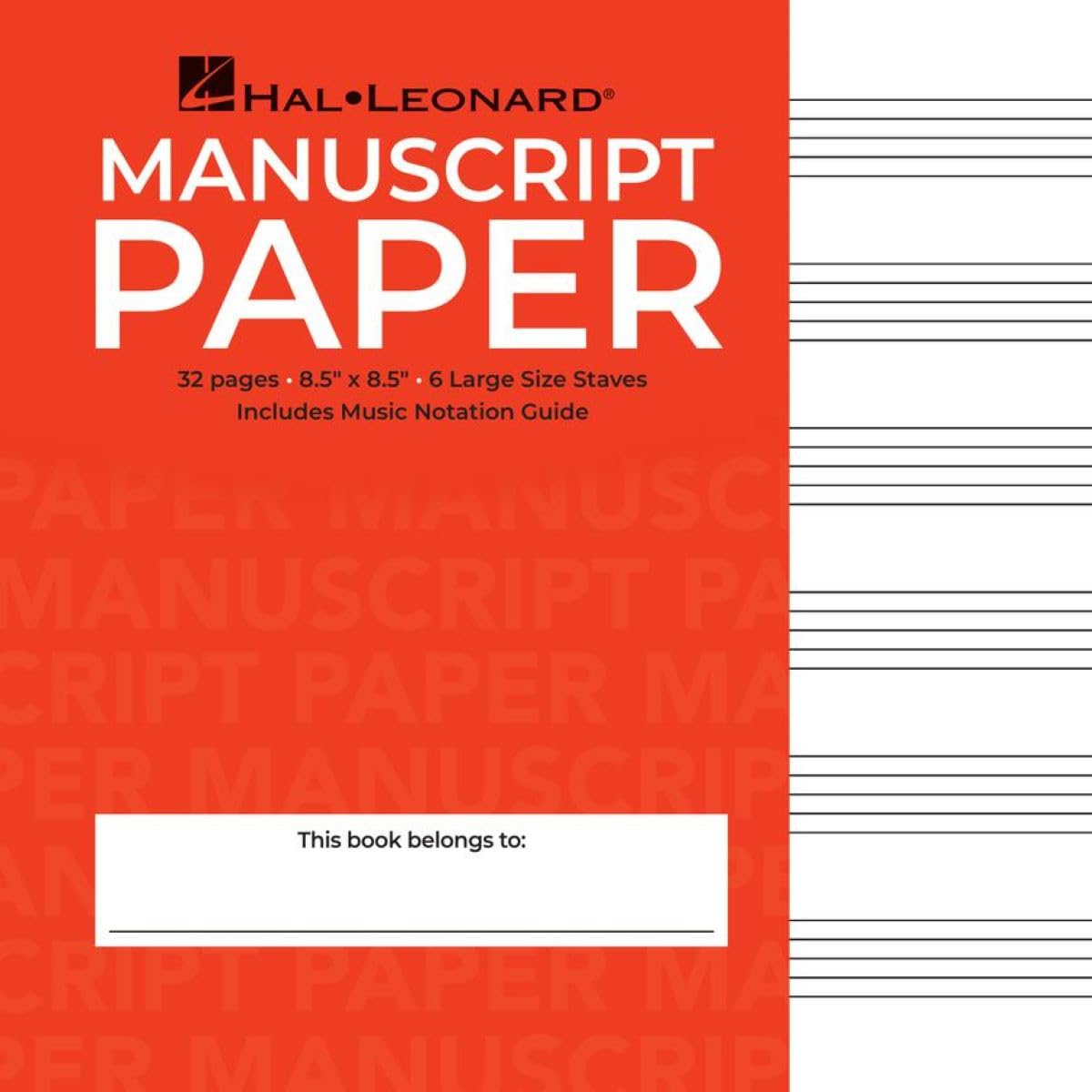 Wide Staff Manuscript Paper (Red Cover),Used