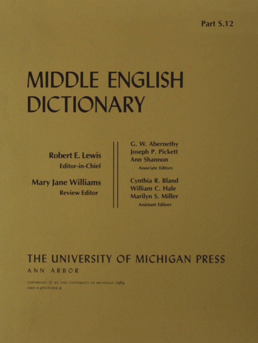 Middle English Dictionary (Volume S.12)