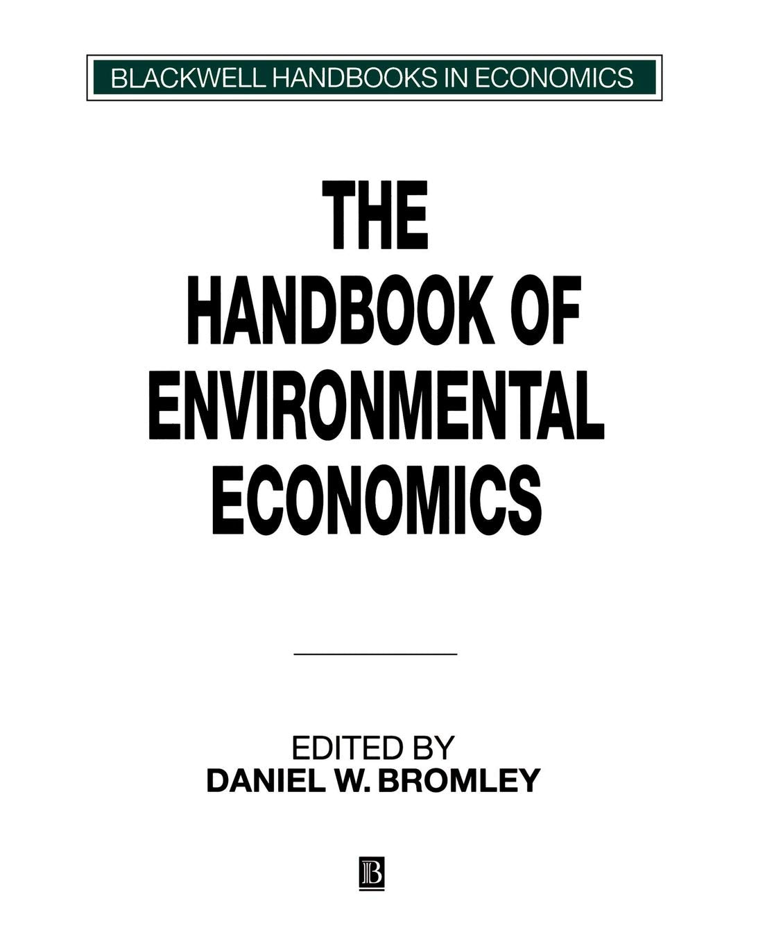 The Handbook of Environmental Economics,Used