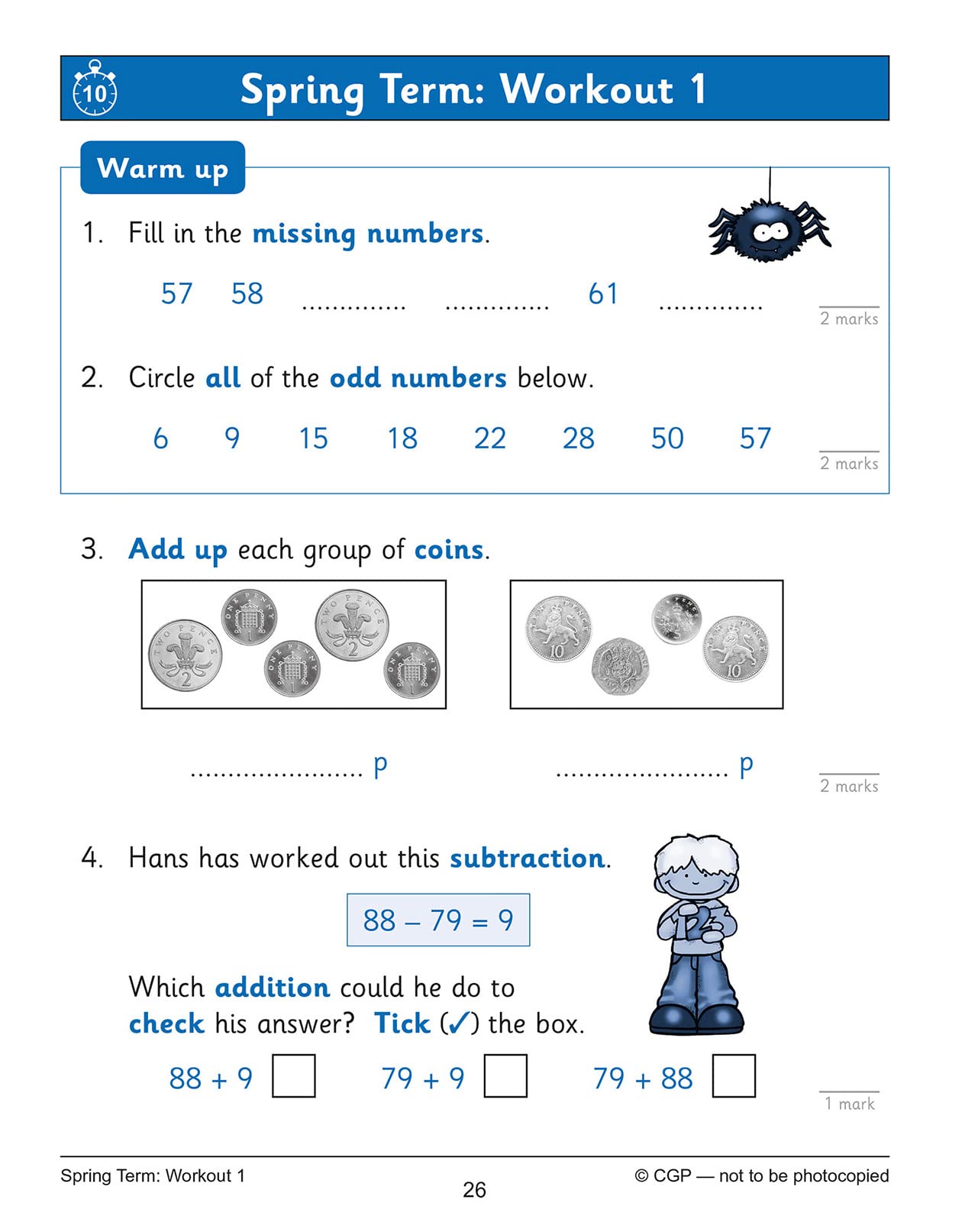New KS1 Maths 10Minute Weekly Workouts Year 2 (CGP KS1 Maths),Used