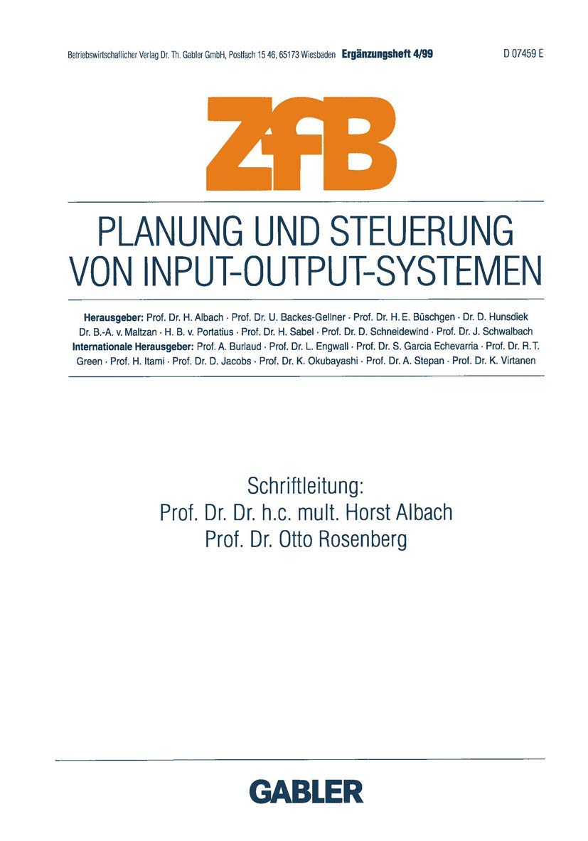 Planung und Steuerung von InputOutputSystemen (ZfB Special Issue, 4) (German Edition),Used