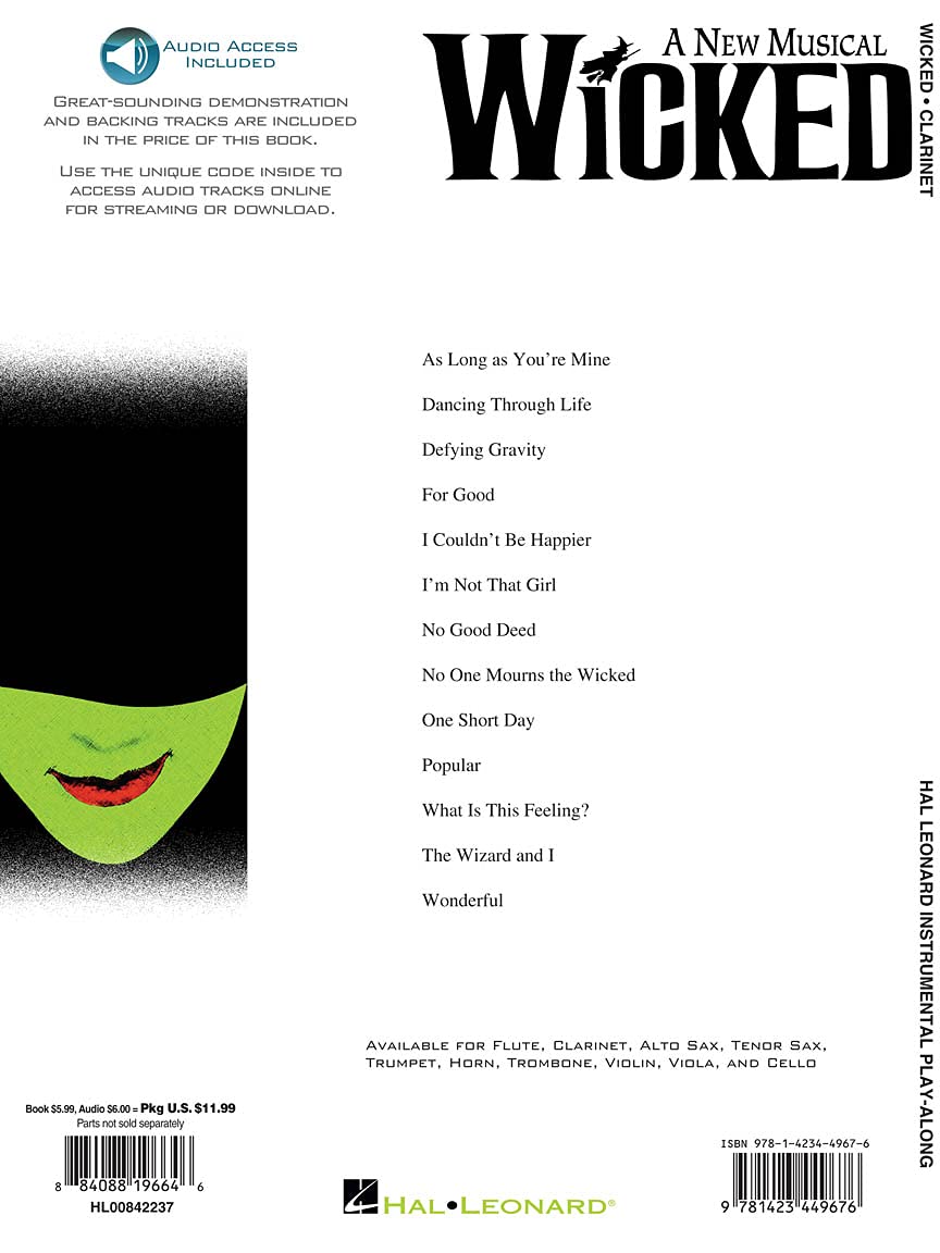 Wicked: Clarinet PlayAlong Pack (Instrumental Playalong),Used