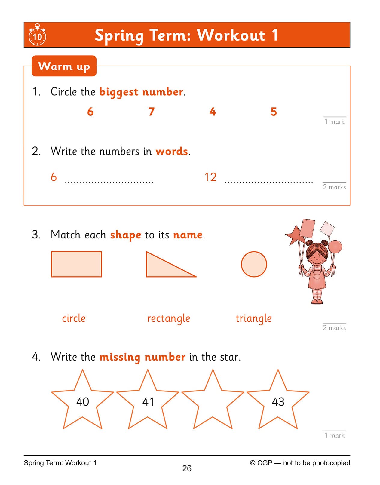New KS1 Maths 10Minute Weekly Workouts Year 1 (CGP KS1 Maths),Used