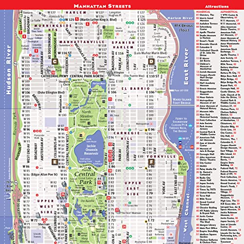 StreetSmart NYC Top 10 Map by VanDam  Laminated pocket size NYC Street & Souvenir Map of Manhattan, NY with 3D Skyline Poster a,Used