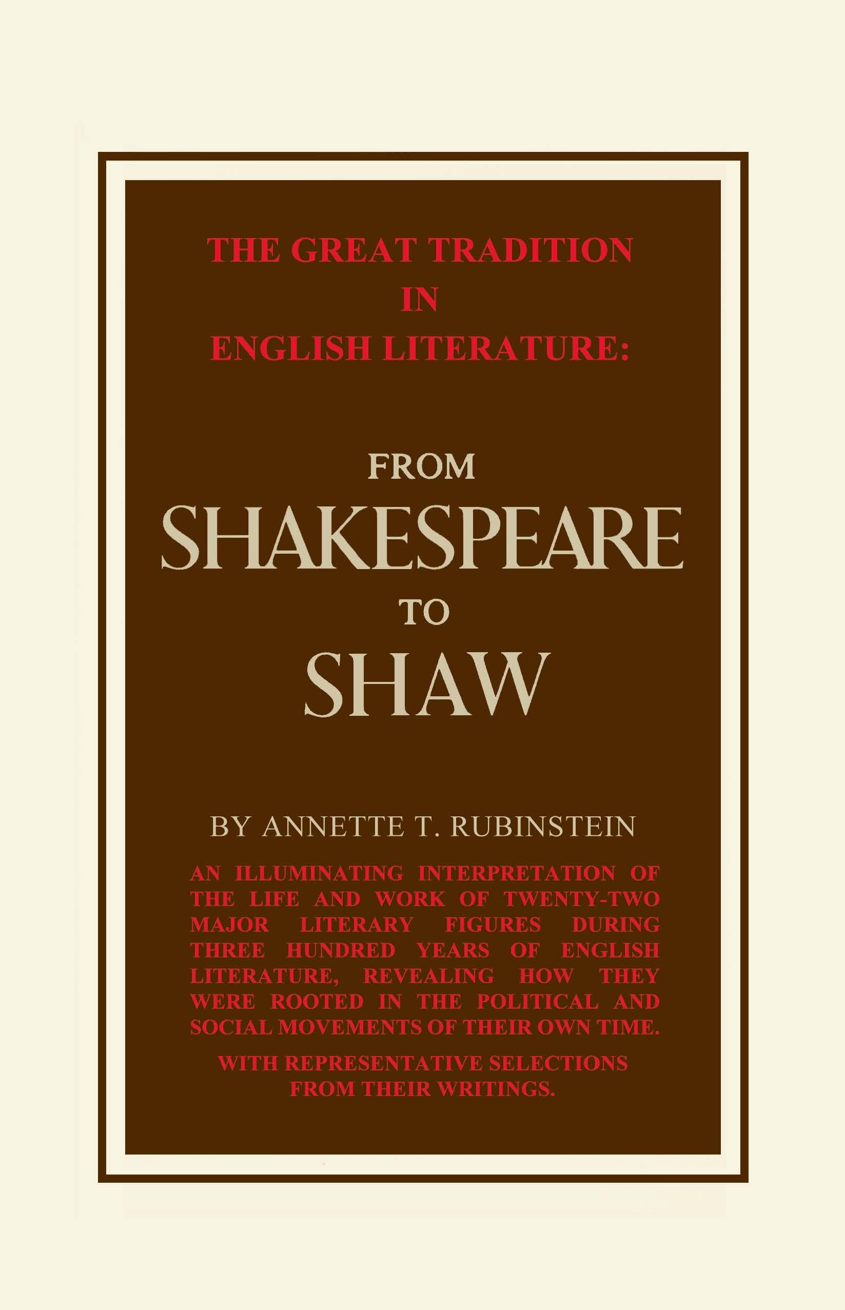 The Great Tradition in English Literature (Modern Reader Paperbacks) (2 Volume Set),Used