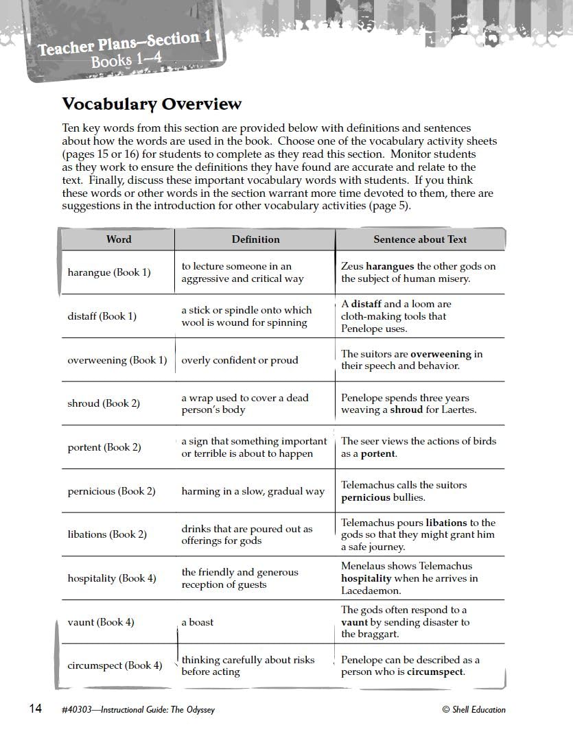 The Odyssey: An Instructional Guide for Literature Novel Study Guide for High School Literature with Close Reading and Writing,Used