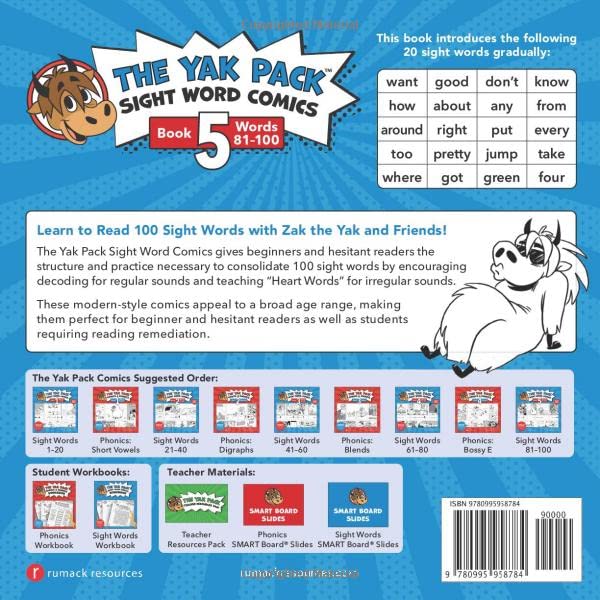 The Yak Pack: Sight Word Stories: Book 5: Comic Books to Practice Reading Dolch Sight Words (81100) (The Yak Pack  Phonics & S,Used