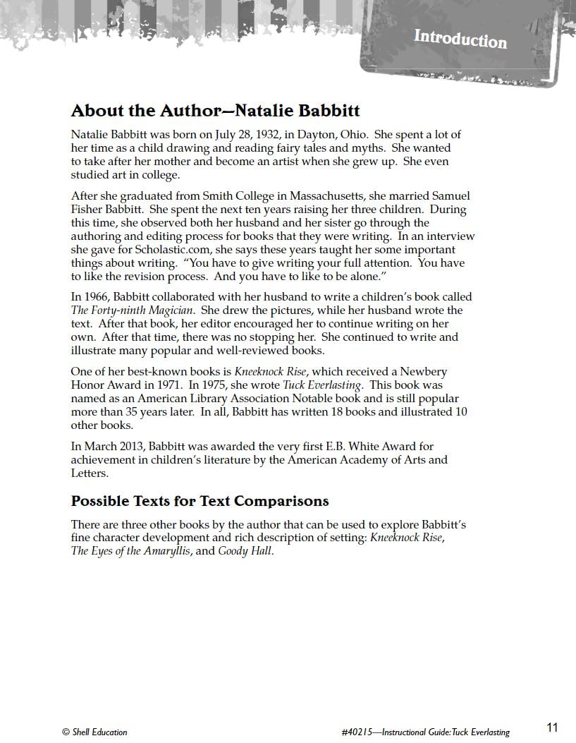 Tuck Everlasting: An Instructional Guide for Literature Novel Study Guide for 4th8th Grade Literature with Close Reading and ,Used