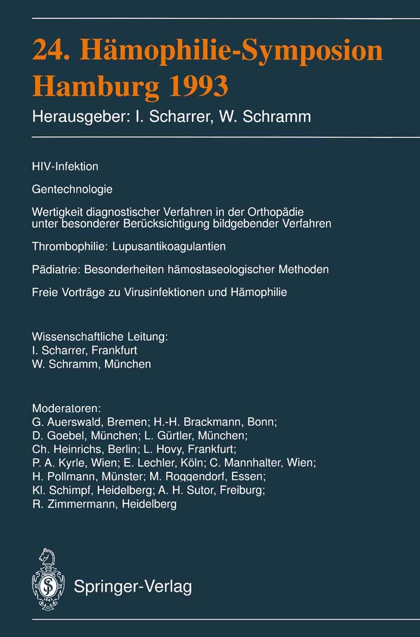 24. HmophilieSymposion: Hamburg 1993 (German Edition),Used