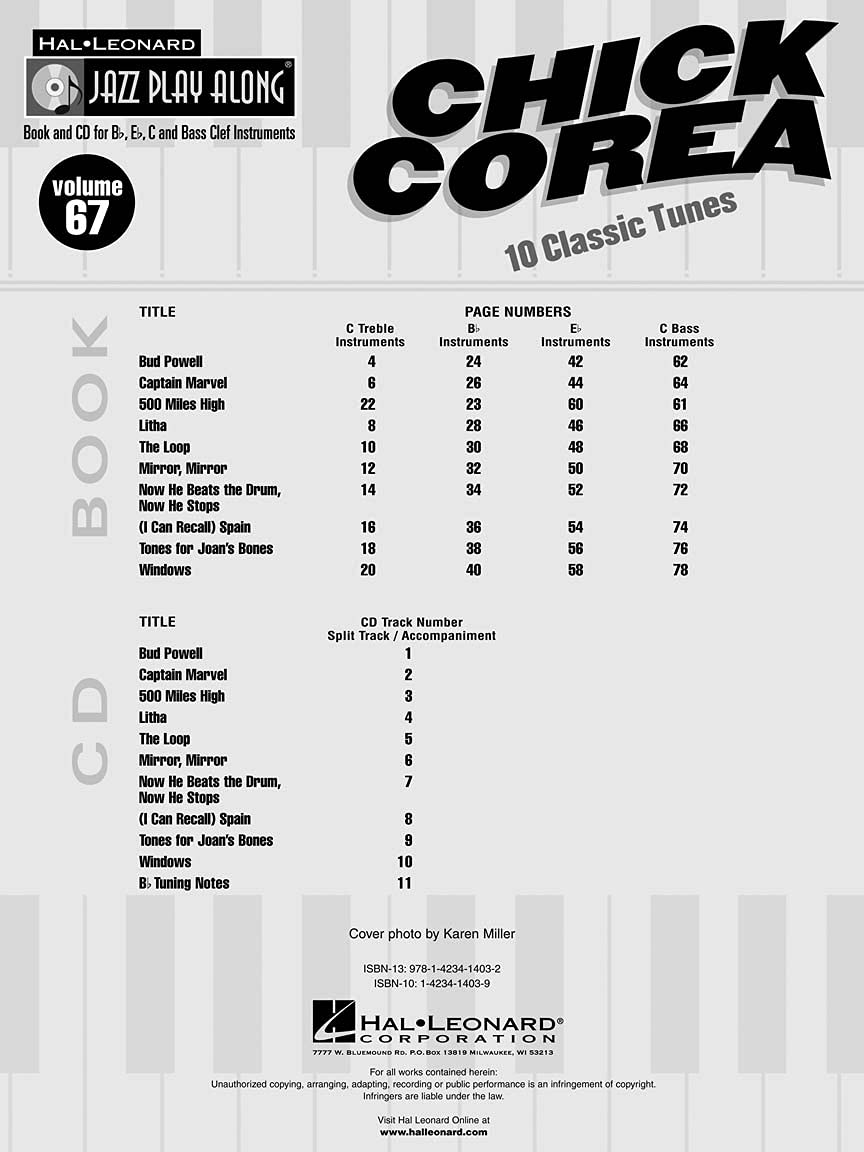 Chick Corea Volume 67 Bk/CD (Jazz Playalong Series, 67),New