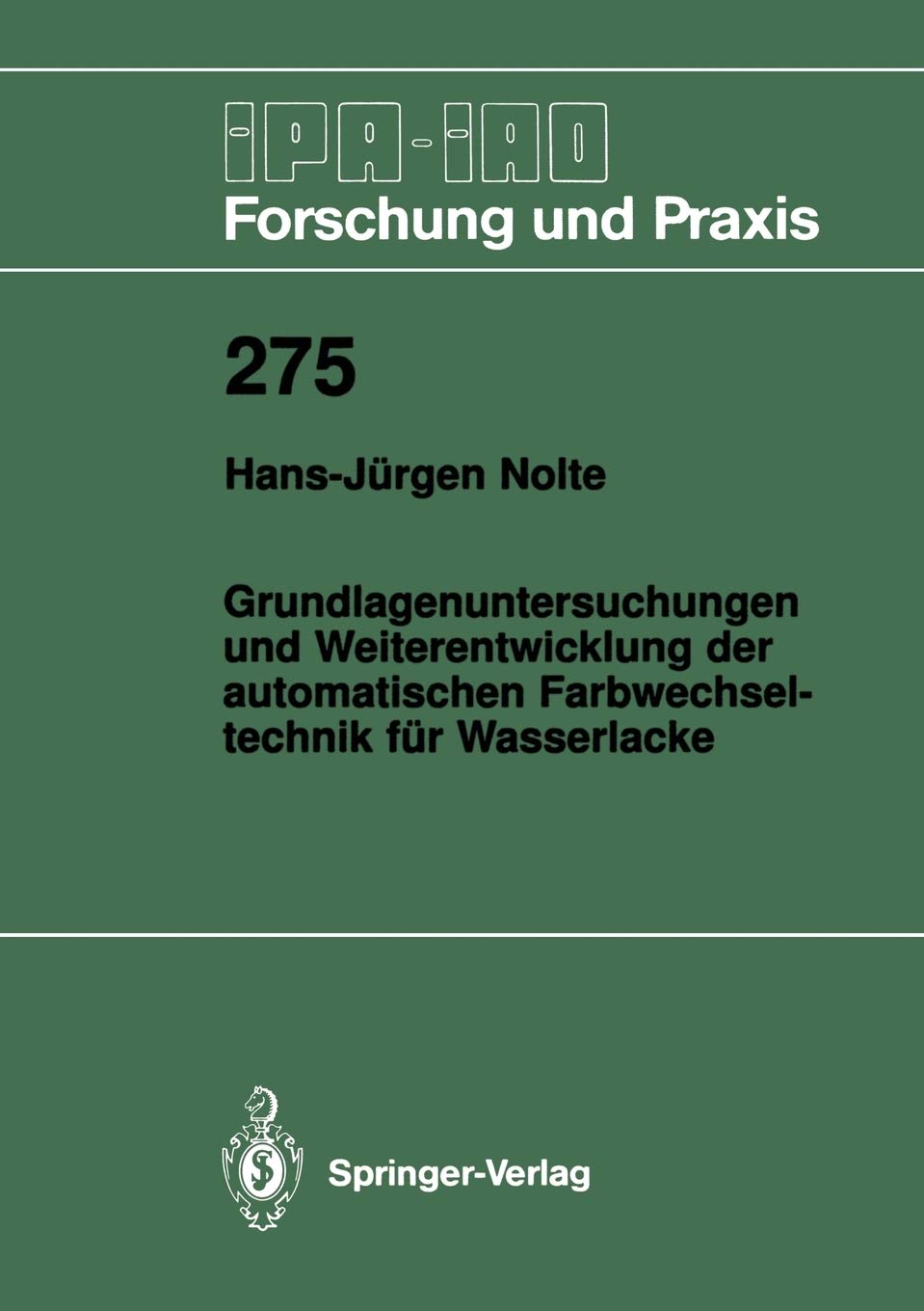 Grundlagenuntersuchungen und Weiterentwicklung der automatischen Farbwechsel Technik fr Wasserlacke (IPAIAO Forschung und Pr,Used